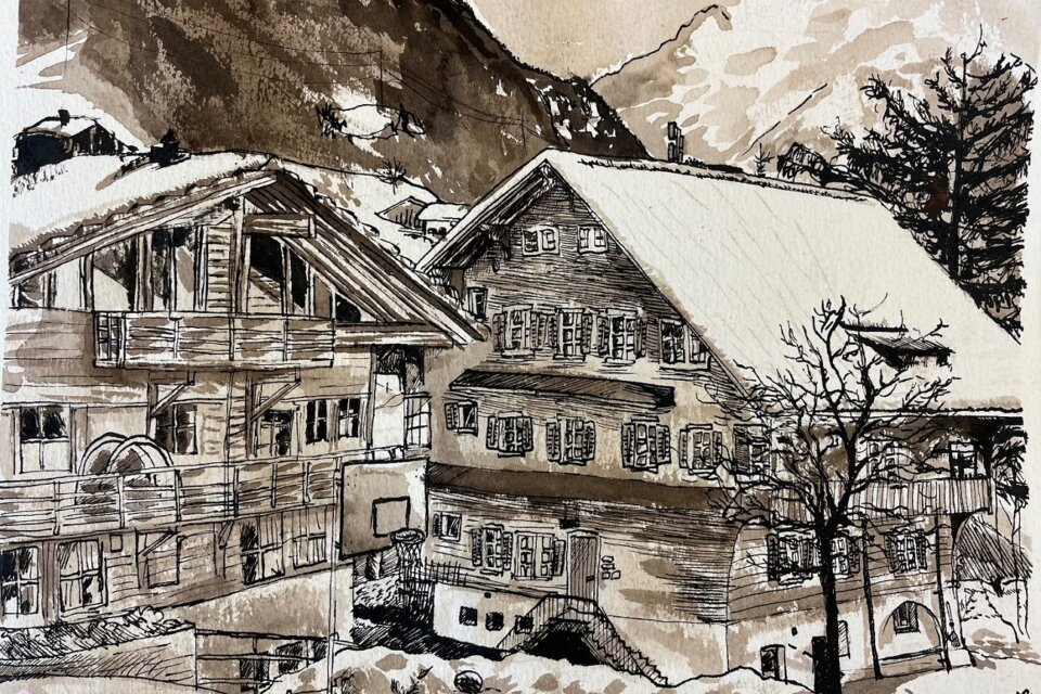 Platz im Winter von Lucie Mirenowicz